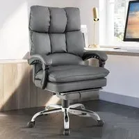 Ergonomic High Back Office Chair with Footrest - Grey