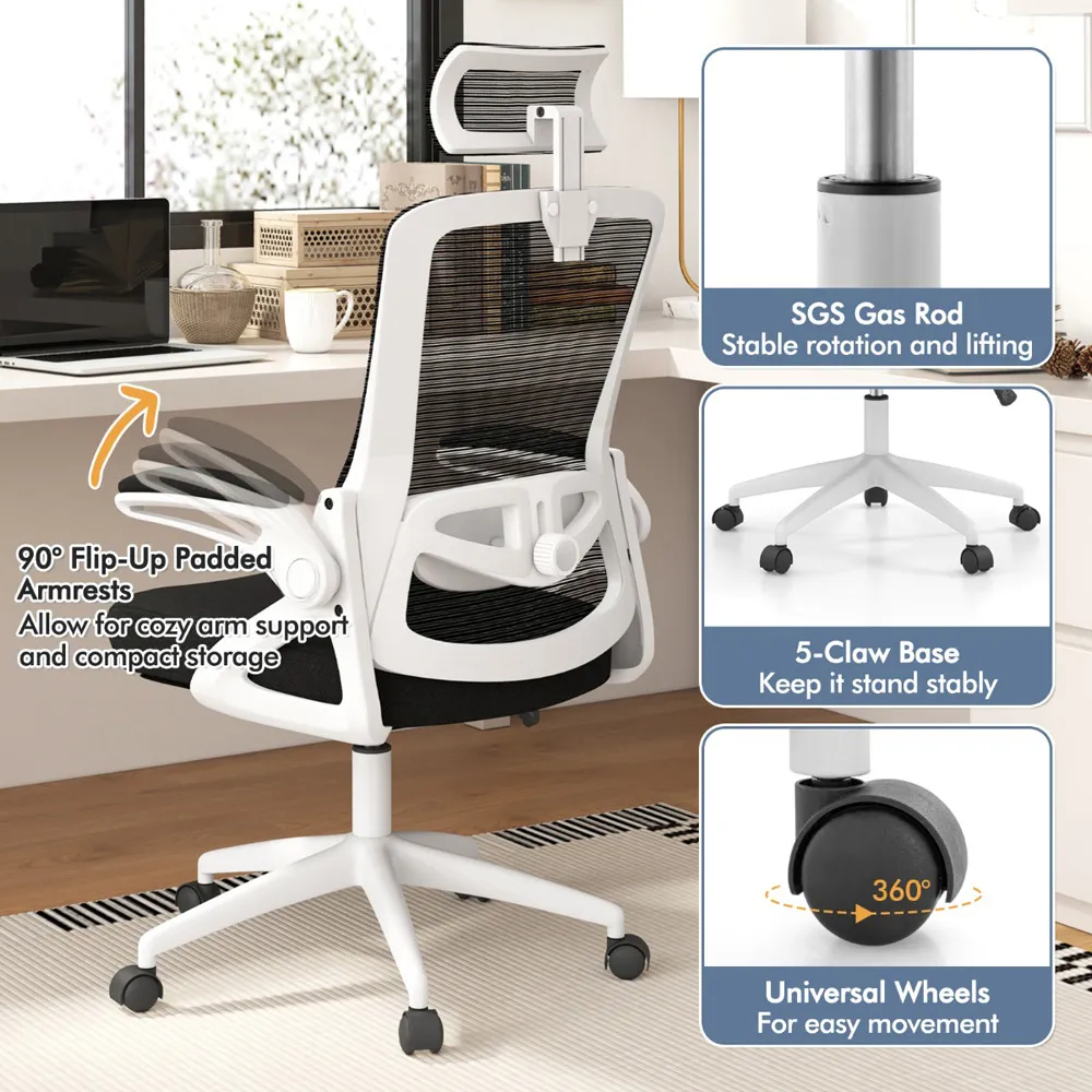 Ergonomic Office Chair with Lumbar Support - White