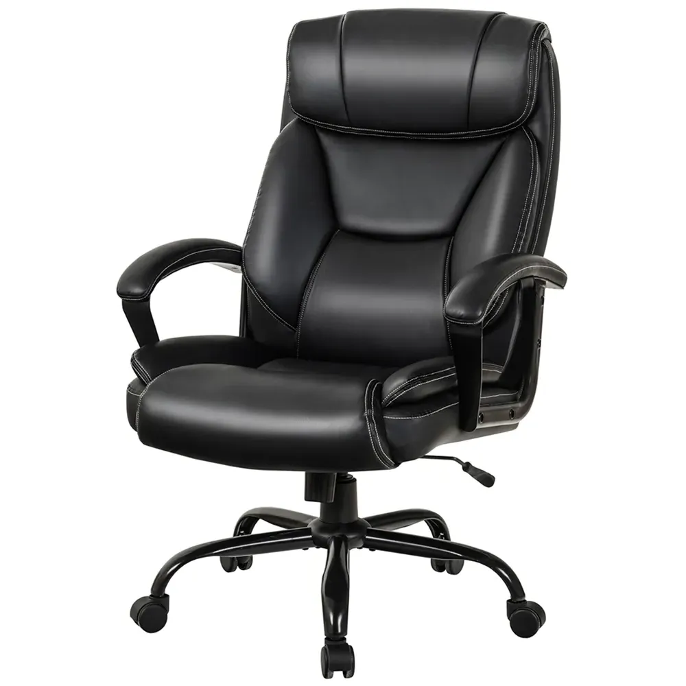 Executive Office Chair with Rocking - Black, PU Leather