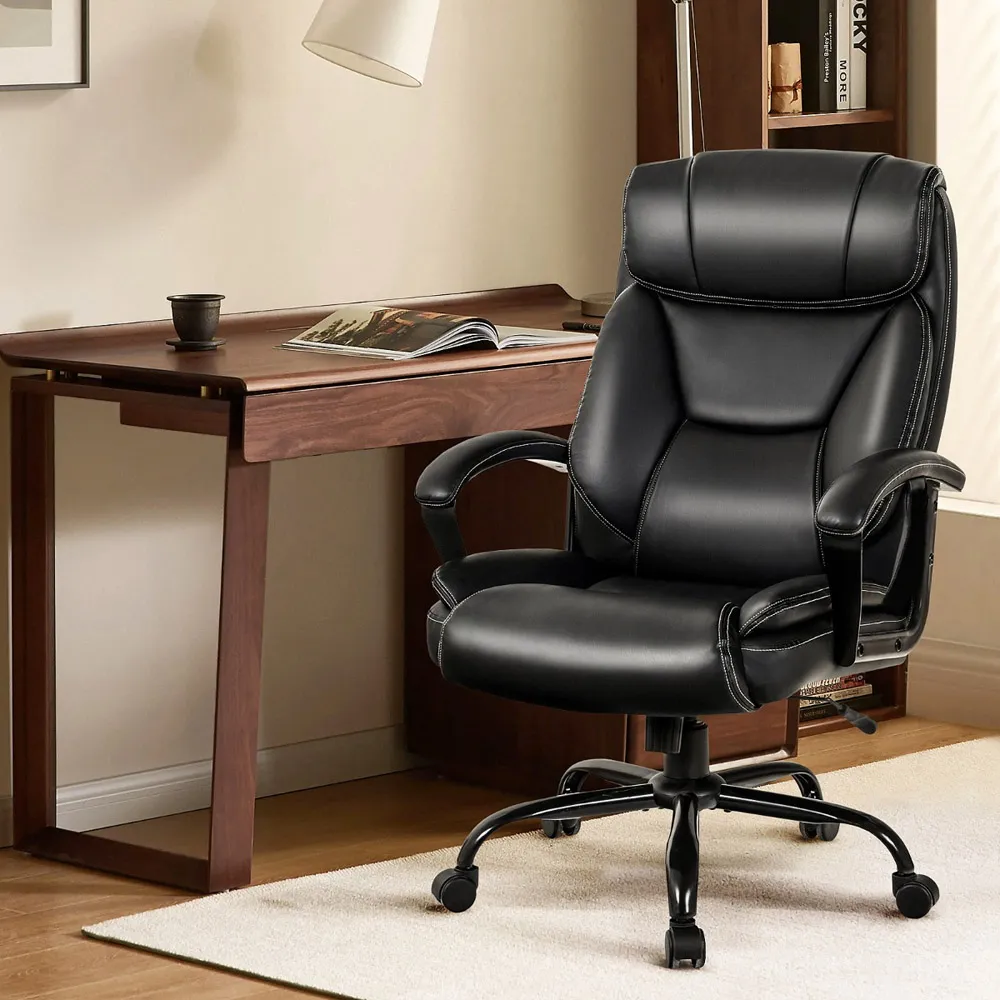 Executive Office Chair with Rocking - Black, PU Leather
