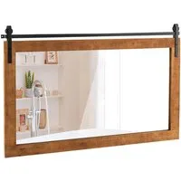 Farmhouse Wall Mirror - Brown, Fir Wood