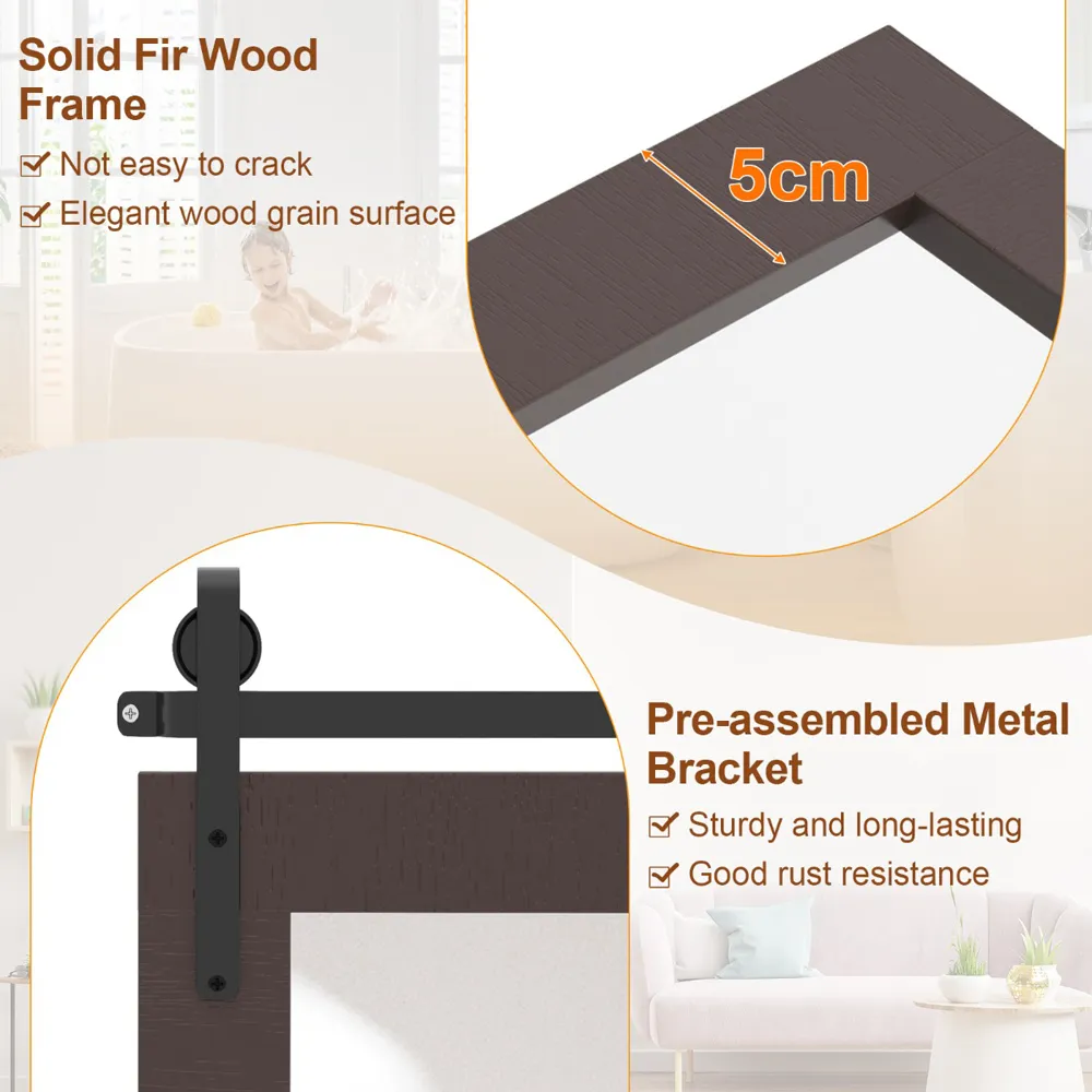 Farmhouse Wall Mirror - Brown, Fir Wood