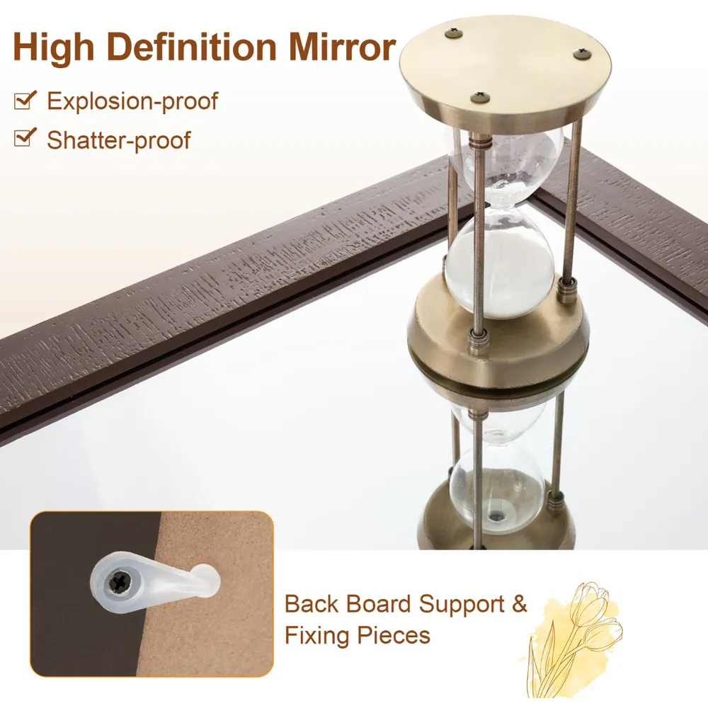 Farmhouse Wall Mirror - Brown, Fir Wood