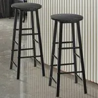Faux Marble Bar Stool Set of 2 - Black