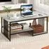 Faux Marble Coffee Table with Storage - Grey