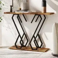 Faux Marble Console Table - Brown