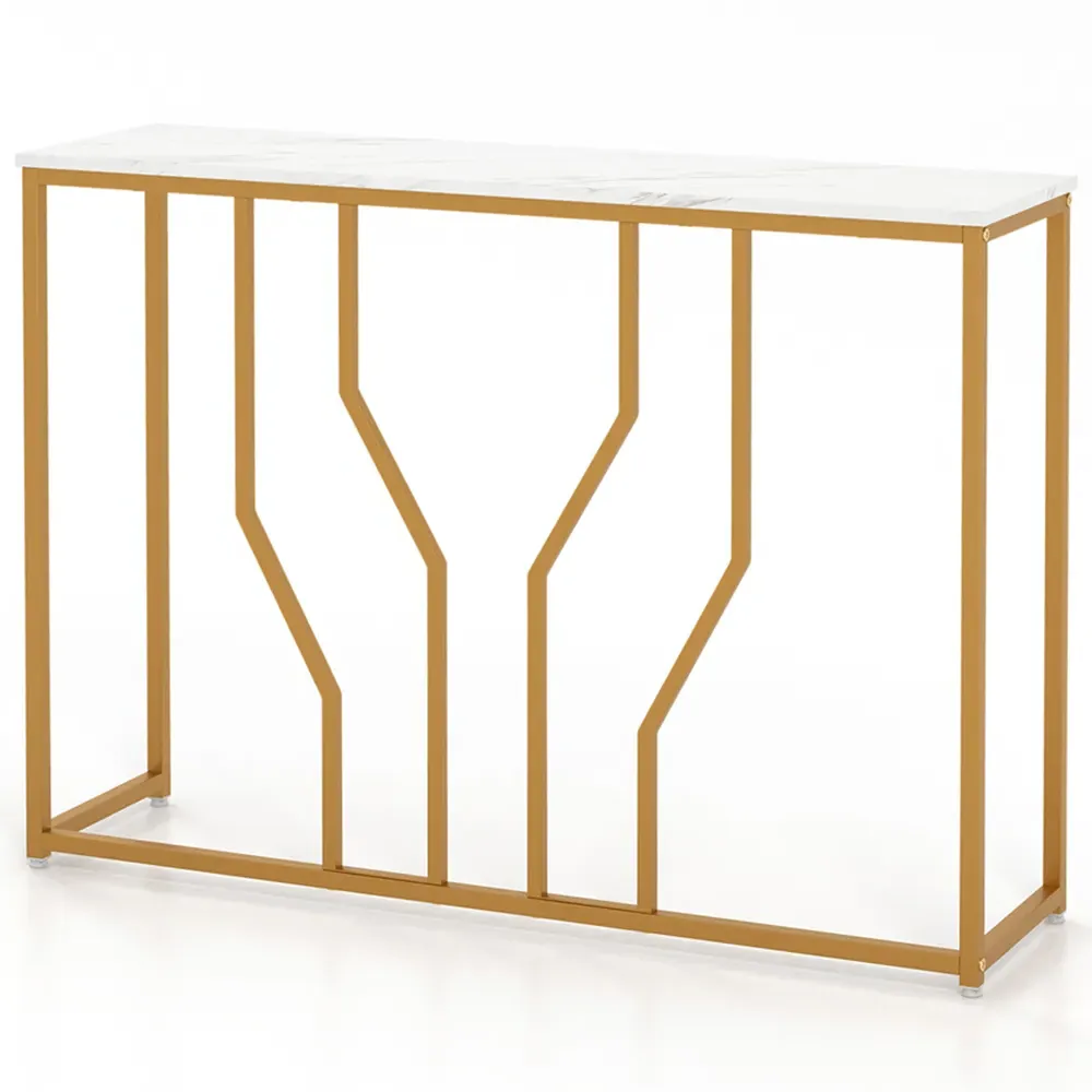 Faux Marble Console Table - Gold, White