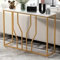 Faux Marble Console Table - Gold, White