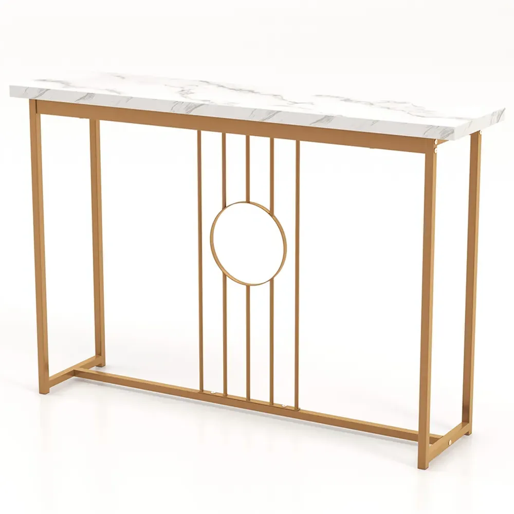 Faux Marble Console Table - Gold, White