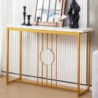 Faux Marble Console Table - Gold, White
