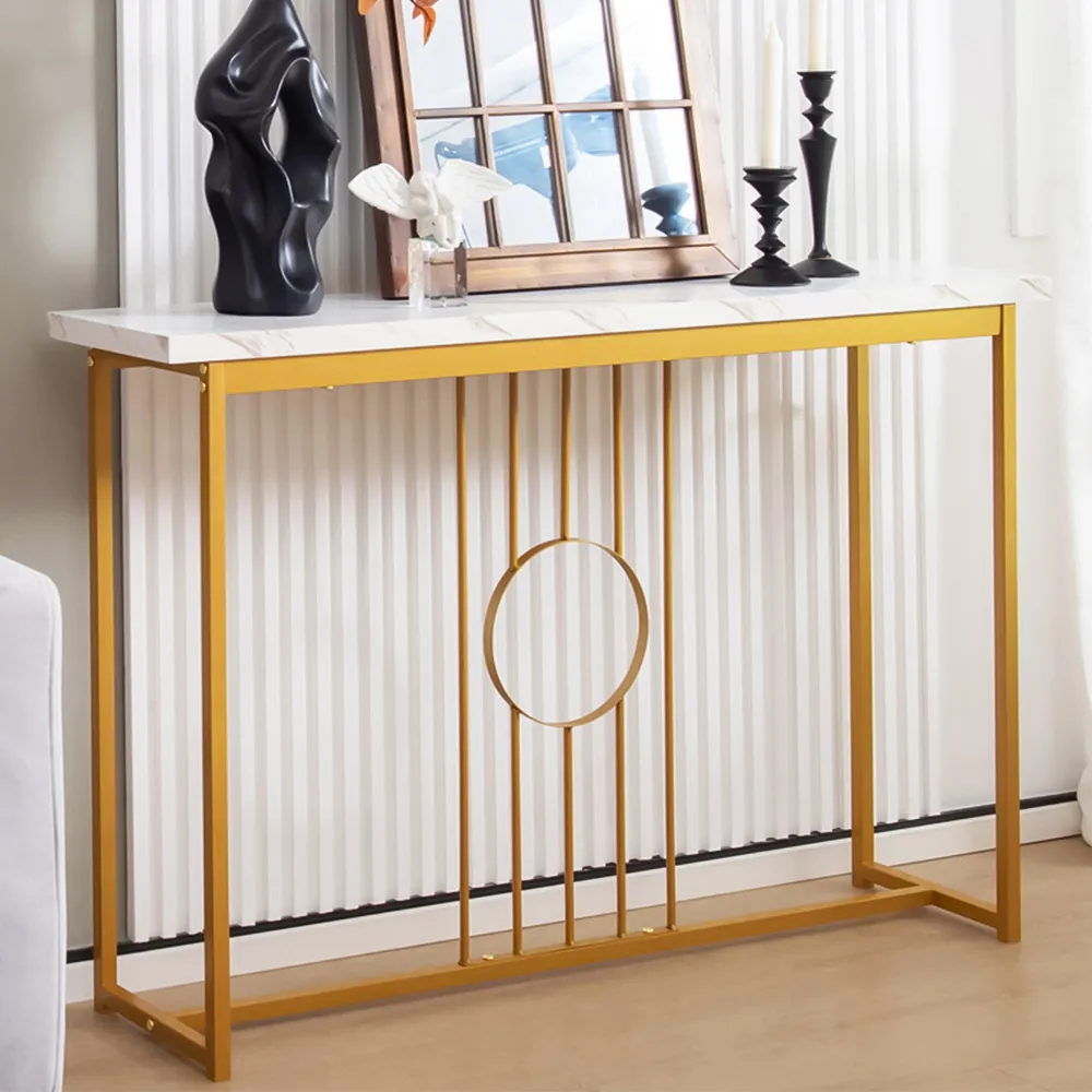 Faux Marble Console Table - Gold, White