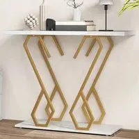 Faux Marble Console Table - White