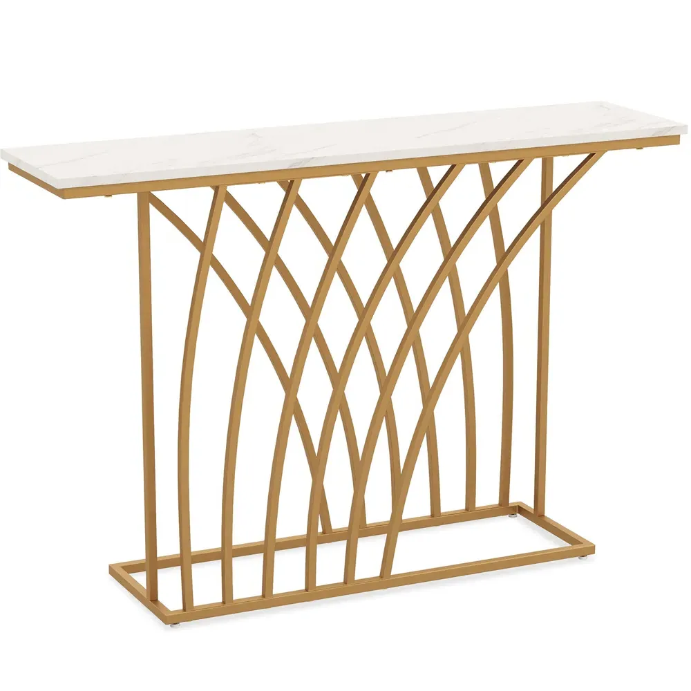 Faux Marble Console Table - White, Gold