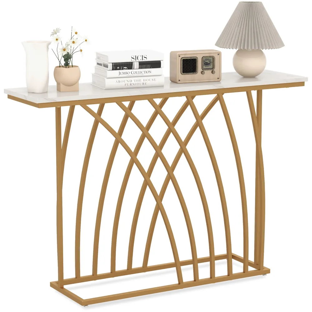 Faux Marble Console Table - White, Gold