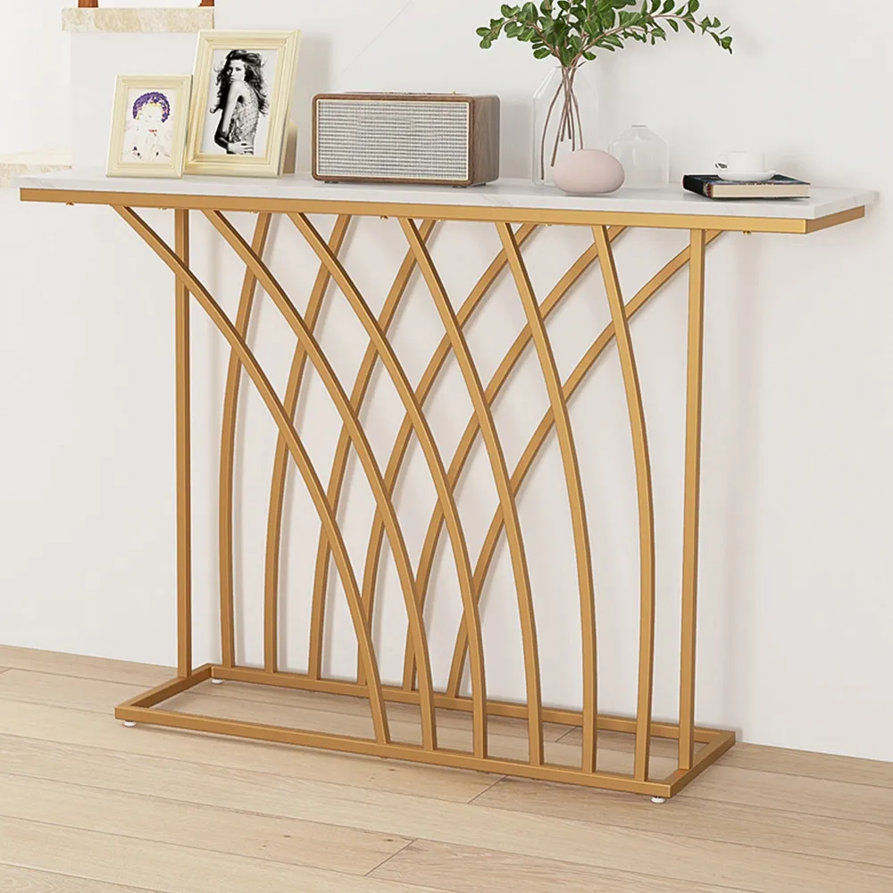 Faux Marble Console Table - White, Gold