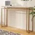Faux Marble Console Table with Geometric Frame - White, Gold