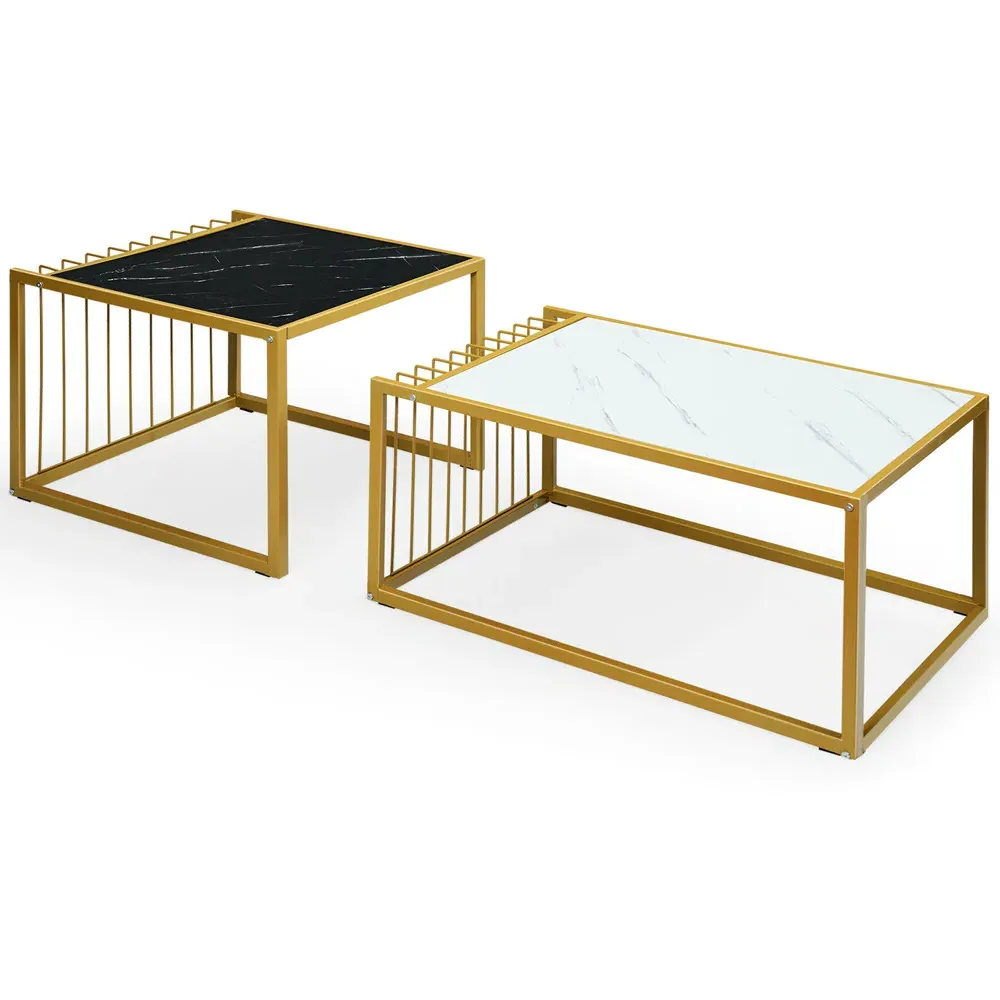 Faux Marble Nest of Tables Set of 2 - Multi