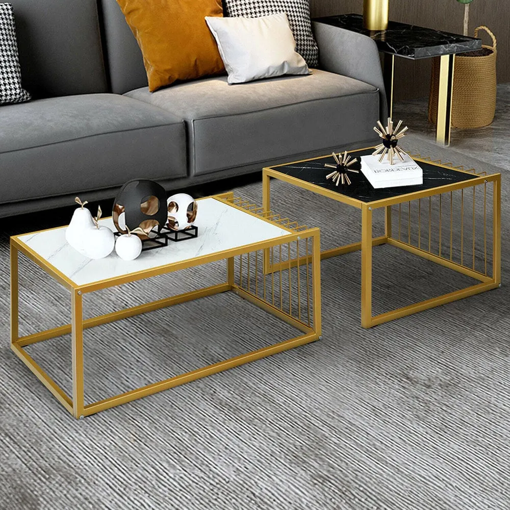 Faux Marble Nest of Tables Set of 2 - Multi