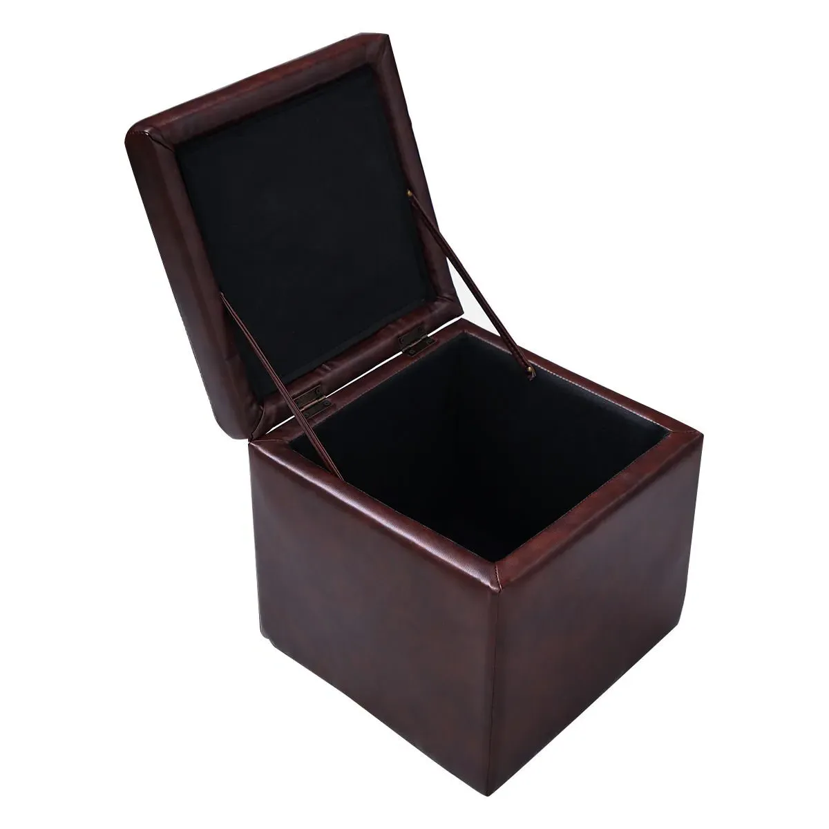 Foldable Cube Storage Ottoman - Brown, PU Leather