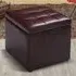 Foldable Cube Storage Ottoman - Brown, PU Leather
