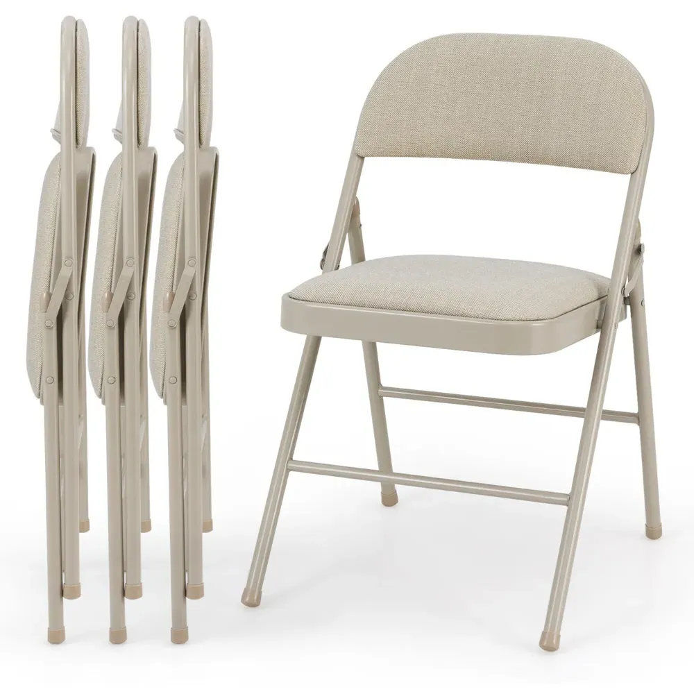 Foldable Padded Chair 4 Pack - Beige