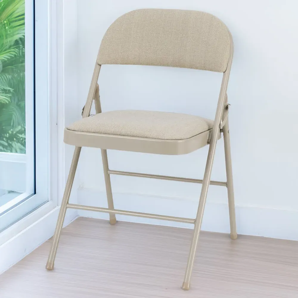 Foldable Padded Chair 4 Pack - Beige image