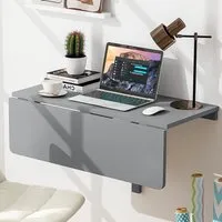Foldable Wall Mounted Drop Leaf Writing Desk - Grey