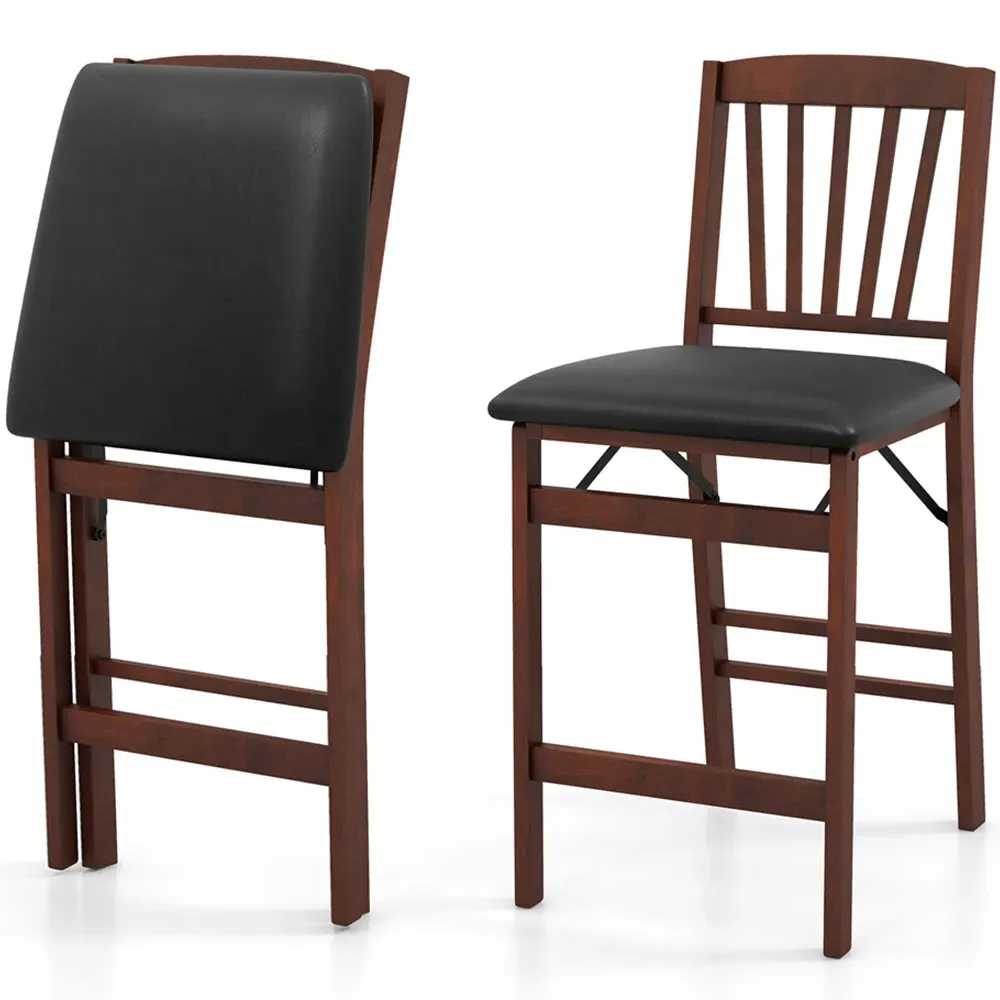 Folding Counter Height Stool Set of 2 - Brown