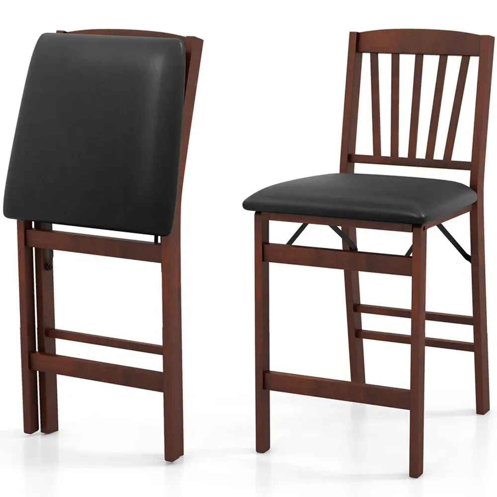 Folding Counter Height Stool Set of 2 - Brown