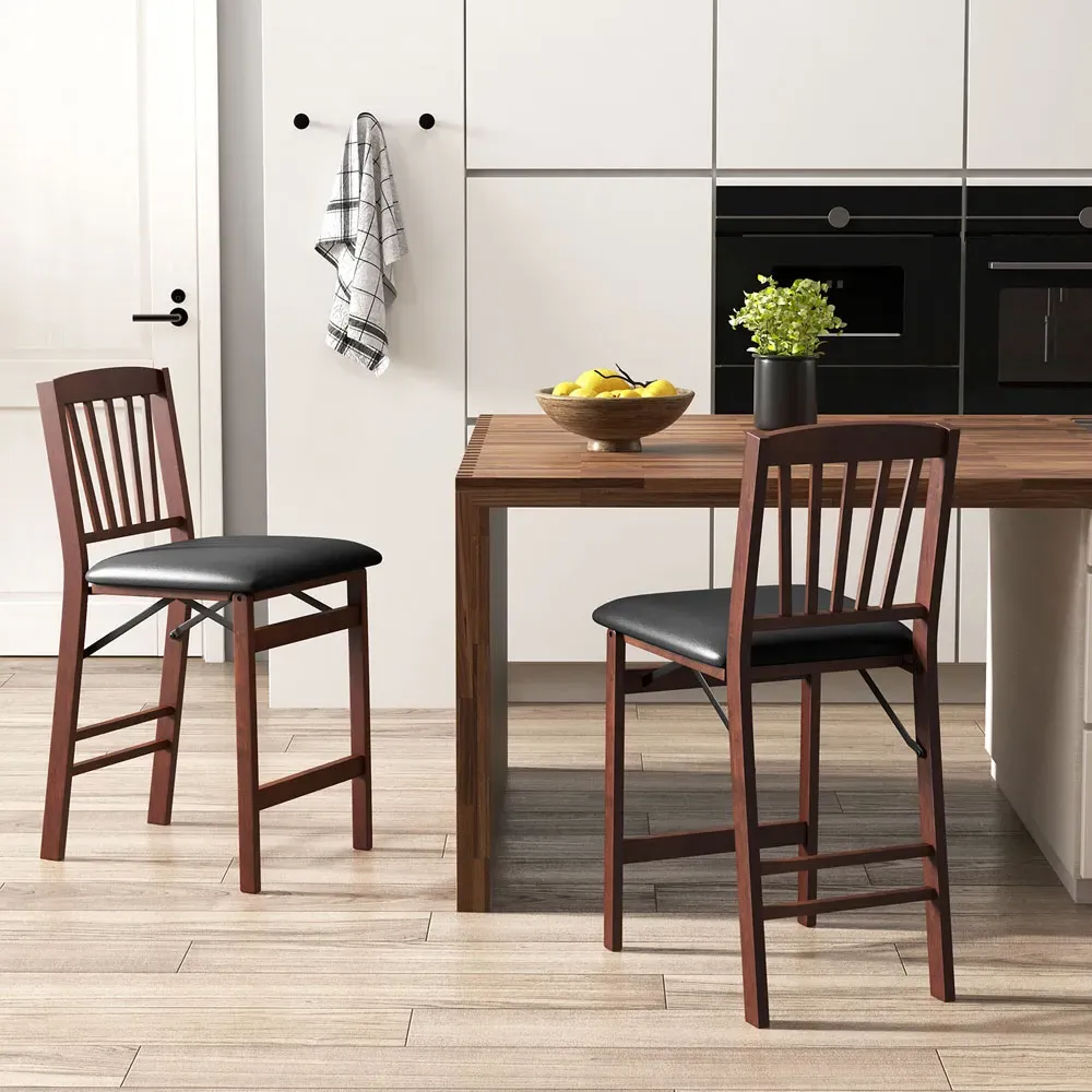 Folding Counter Height Stool Set of 2 - Brown