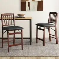 Folding Counter Height Stool Set of 2 - Brown