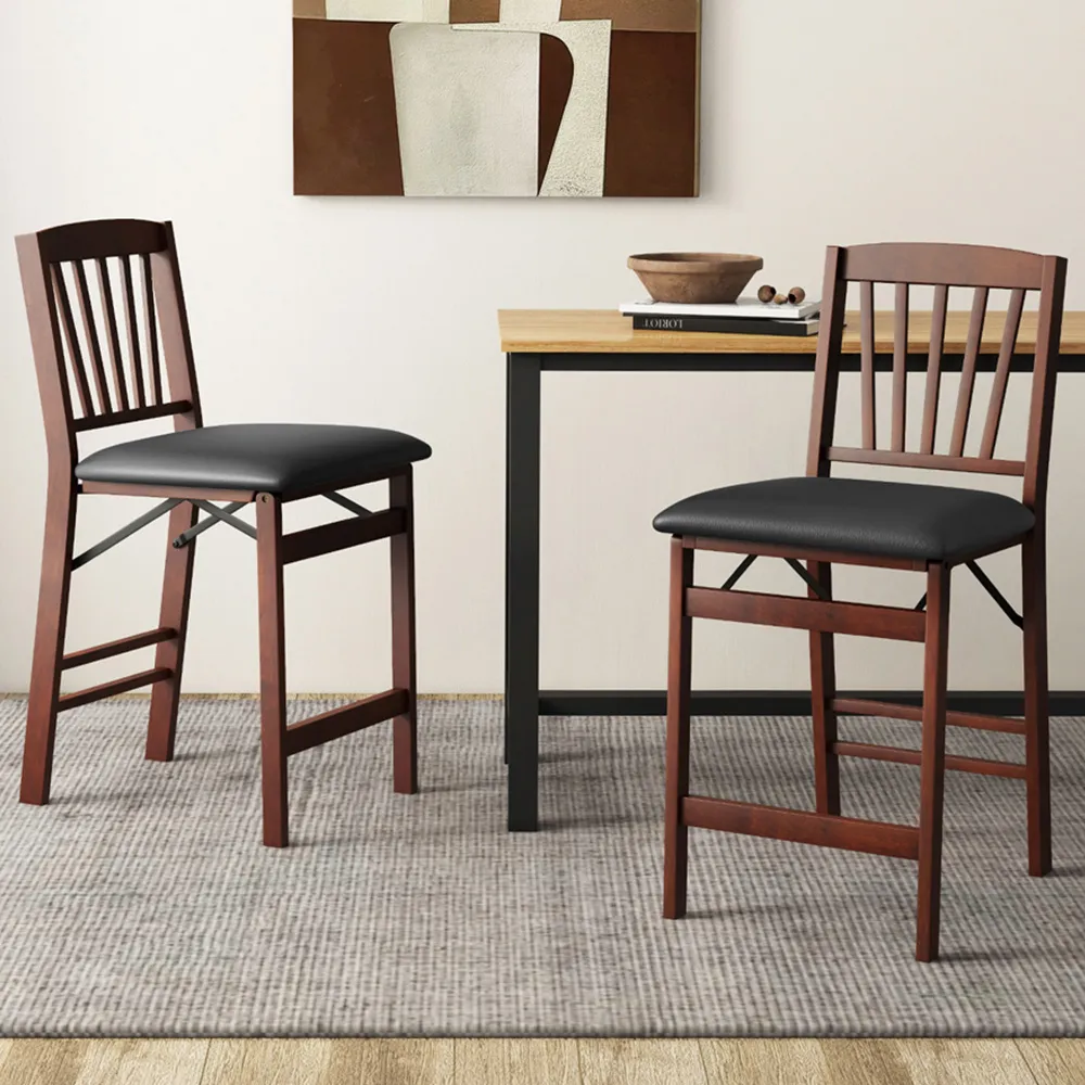 Folding Counter Height Stool Set of 2 - Brown image
