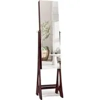 Freestanding Mirror with Jewellery Cabinet - Coffee, MDF
