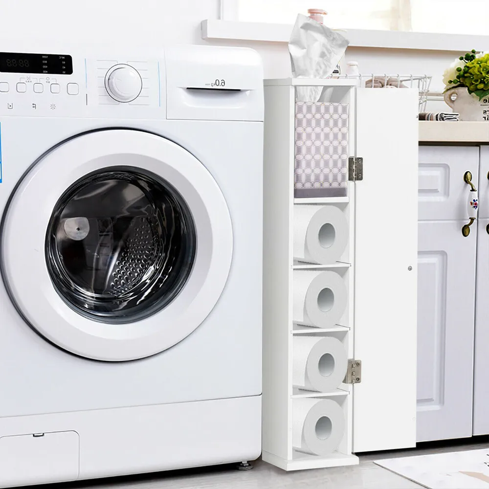 Freestanding Toilet Paper Holder with Storage - White