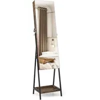 Full Length Mirror Jewellery Armoire with LED - Brown