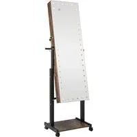 Full Length Mirror Jewellery Armoire with LED - Brown