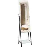 Full Length Mirror Jewellery Armoire with LED - White