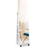 Full Length Mirror Jewellery Armoire with LED - White