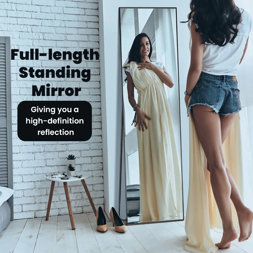 Full Length Mirror Shatter Proof - Black, Aluminium