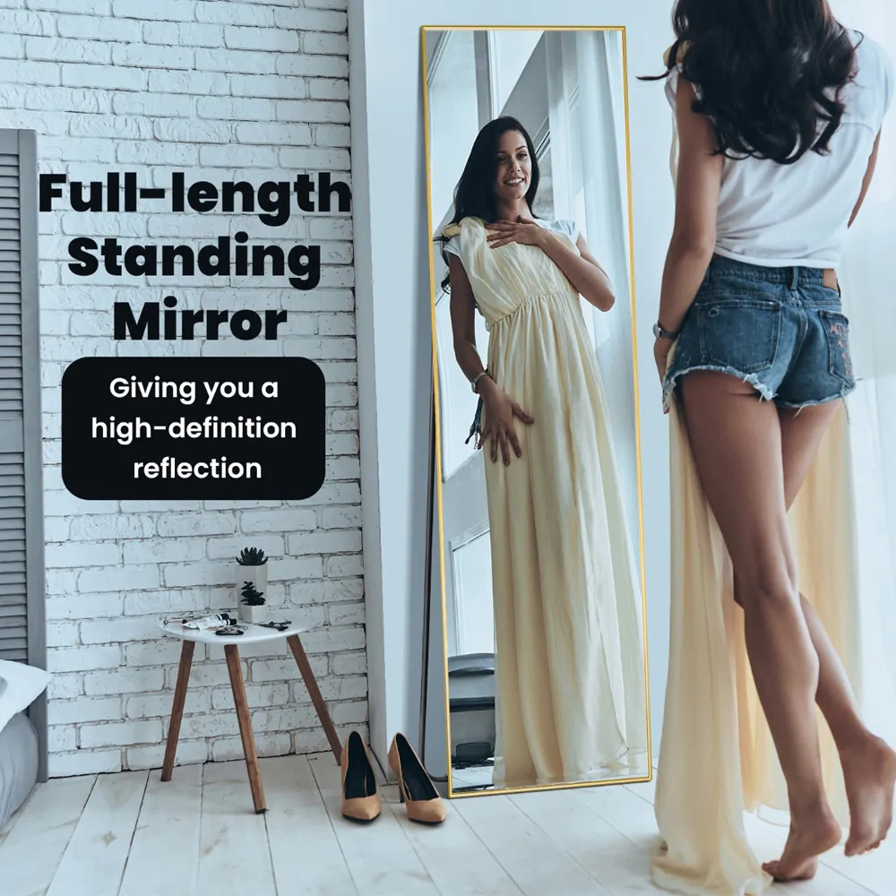 Full Length Mirror Shatter Proof - Gold, Aluminium