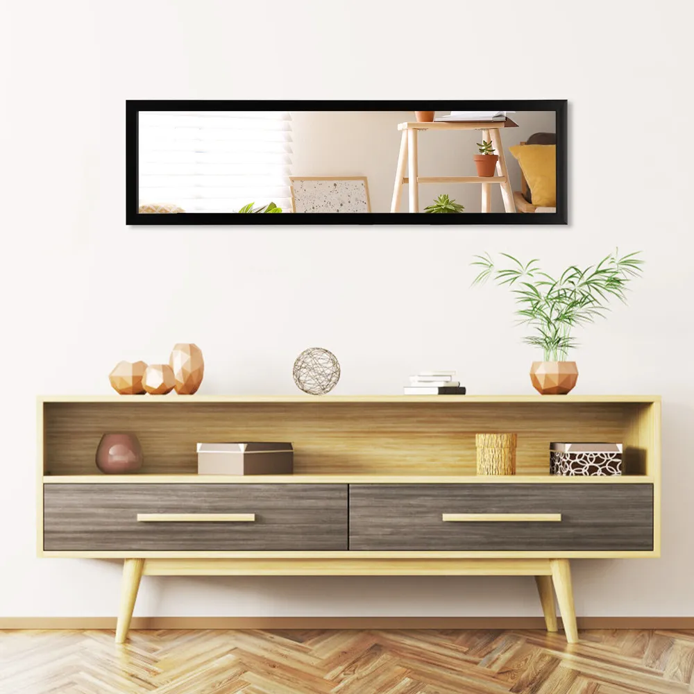 Full Length Mirror with Door Hooks - Black