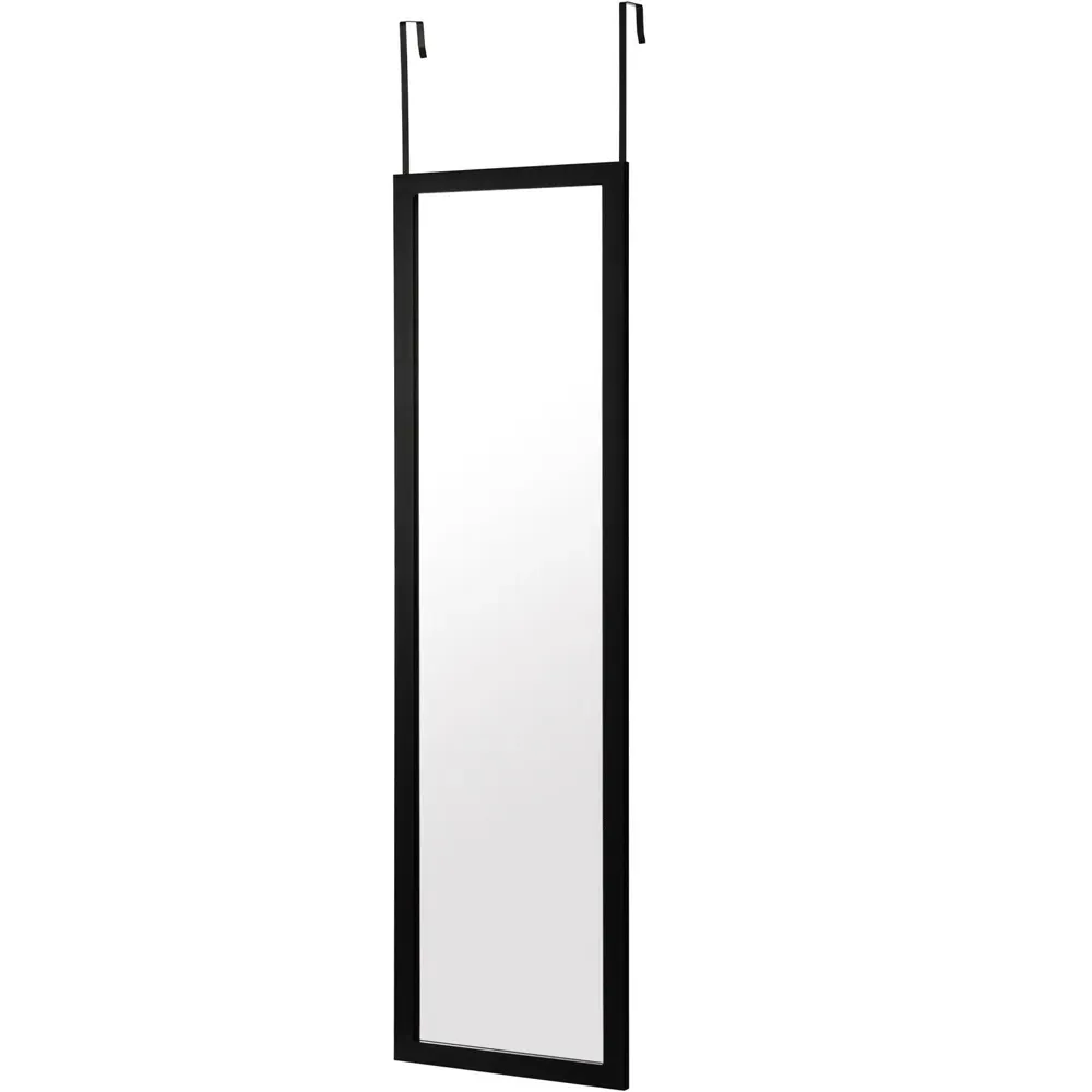 Full Length Mirror with Door Hooks - Black