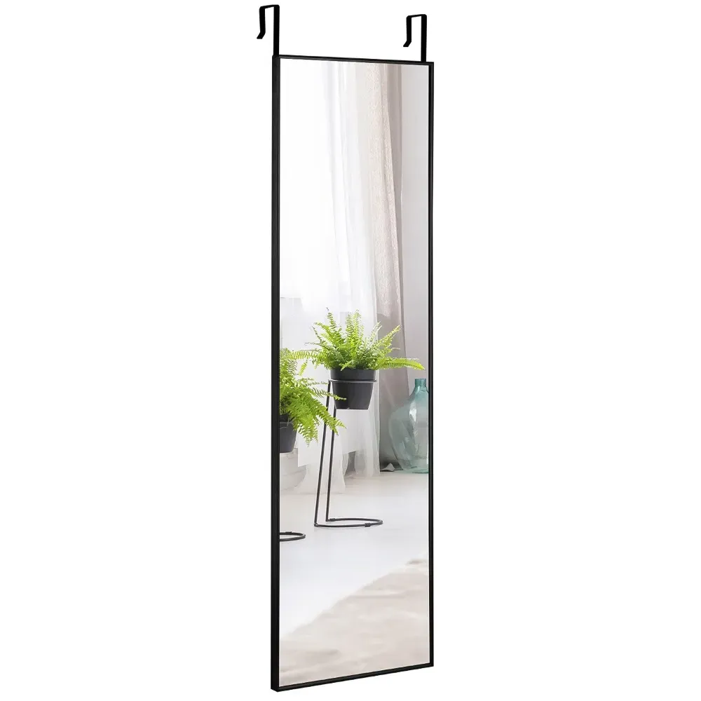 Full Length Wall Hanging Mirror with Adjustable Hook - Black image