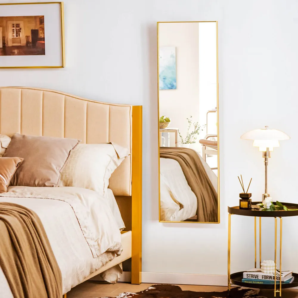 Full Length Wall Hanging Mirror with Adjustable Hook - Gold