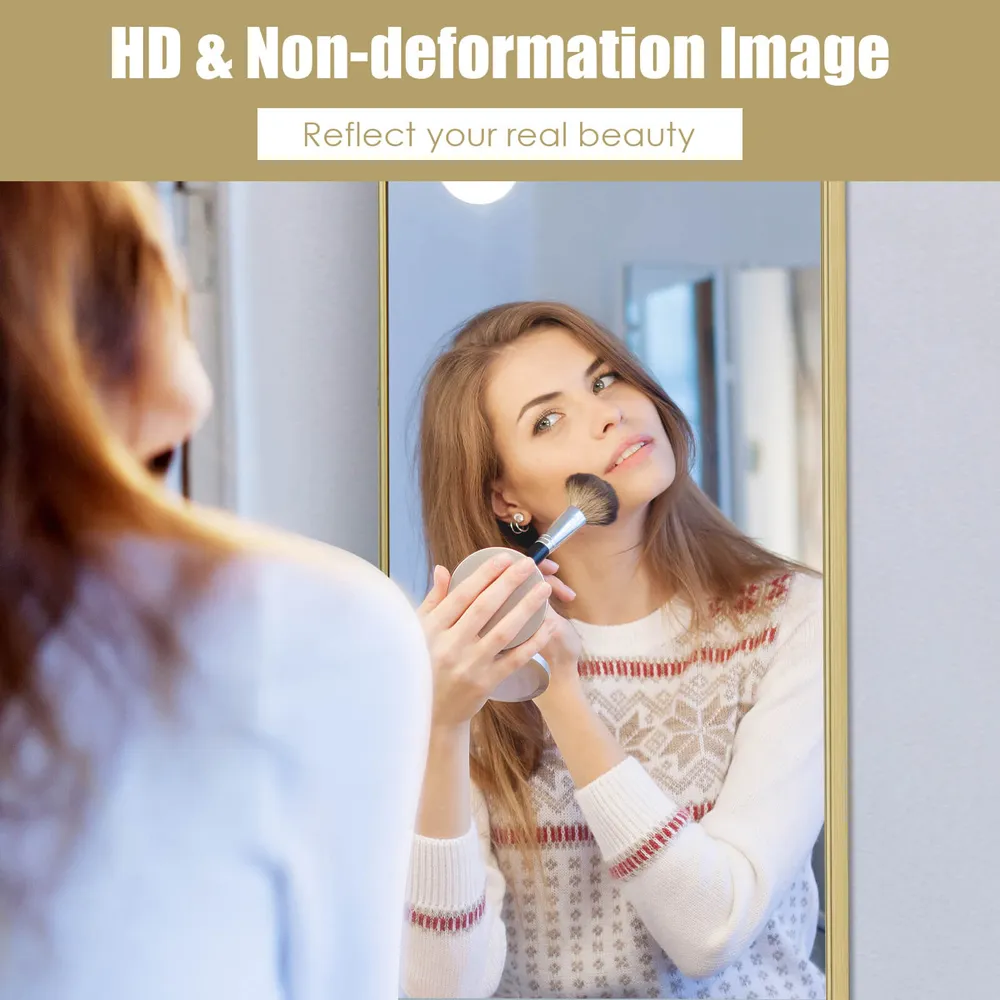 Full Length Wall Hanging Mirror with Adjustable Hook - Gold