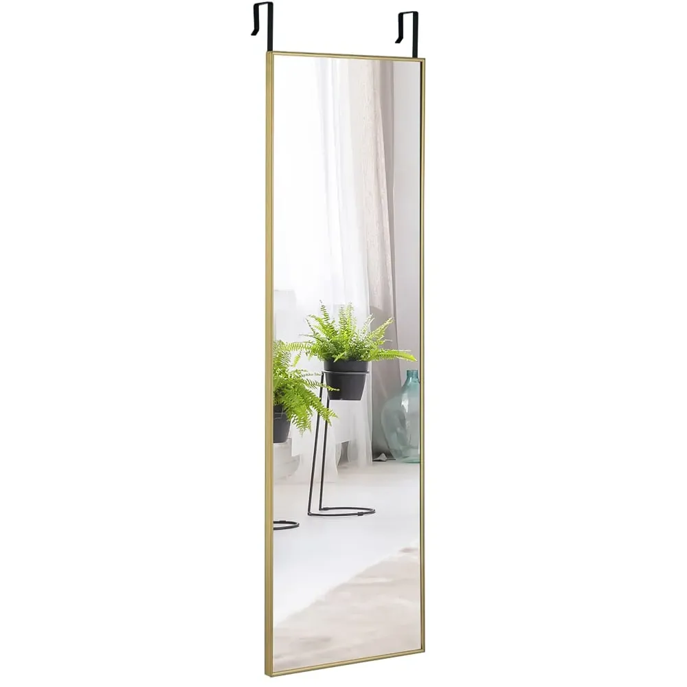Full Length Wall Hanging Mirror with Adjustable Hook - Gold