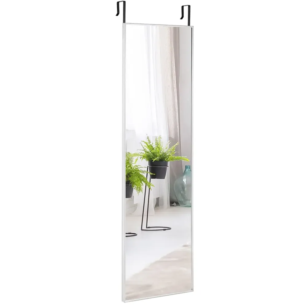 Full Length Wall Hanging Mirror with Adjustable Hook - Silver