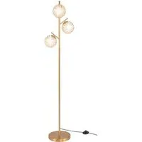 Golden 3 Globe Floor Lamp with Acrylic Lampshades - Gold