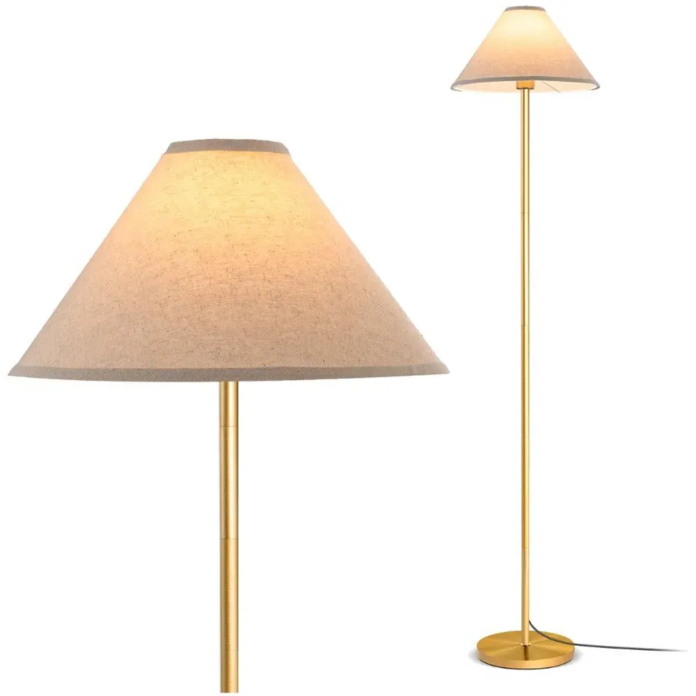 Golden Floor Lamp with Foot Pedal - Gold, Linen
