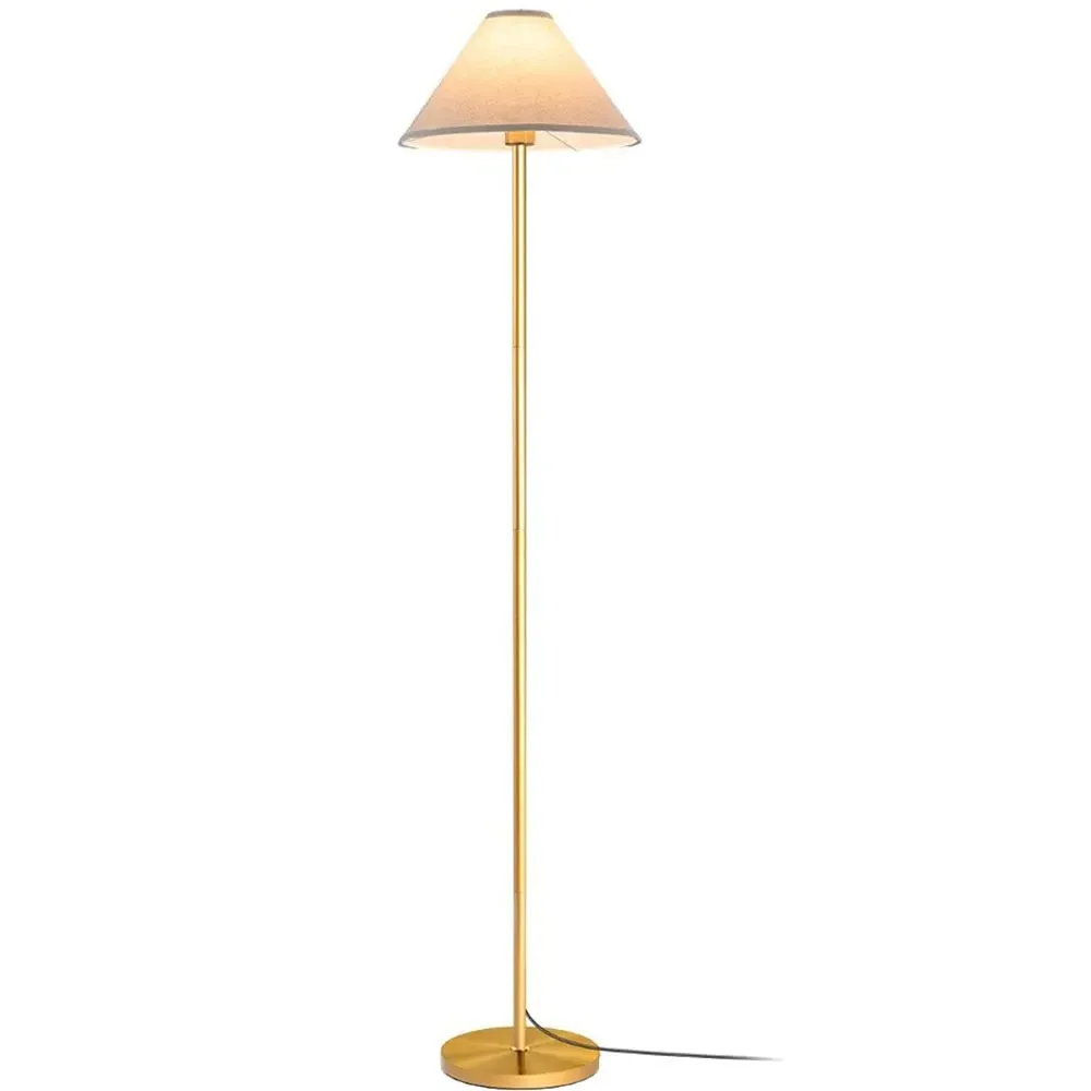 Golden Floor Lamp with Foot Pedal - Gold, Linen image